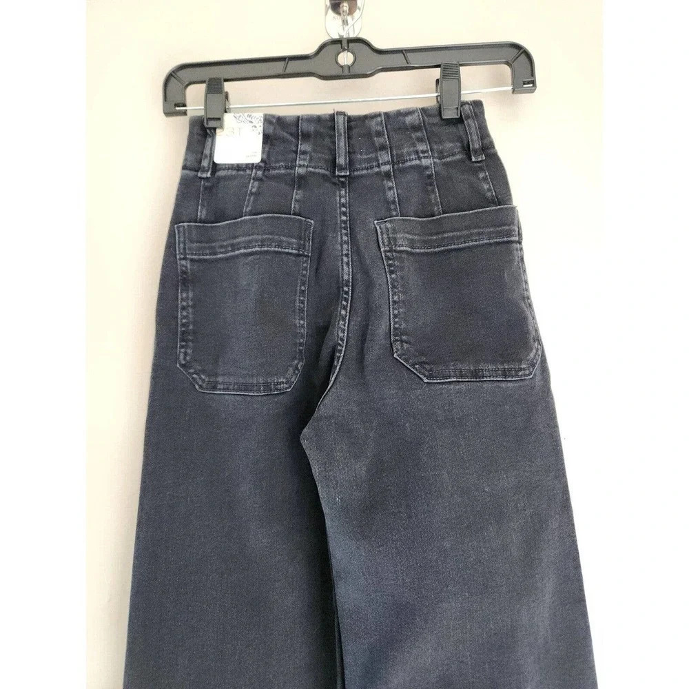 NWT Anthropologie Pilcro The Skipper Wide-Leg Jeans Size 23T Dark Grey - Picture 8 of 15